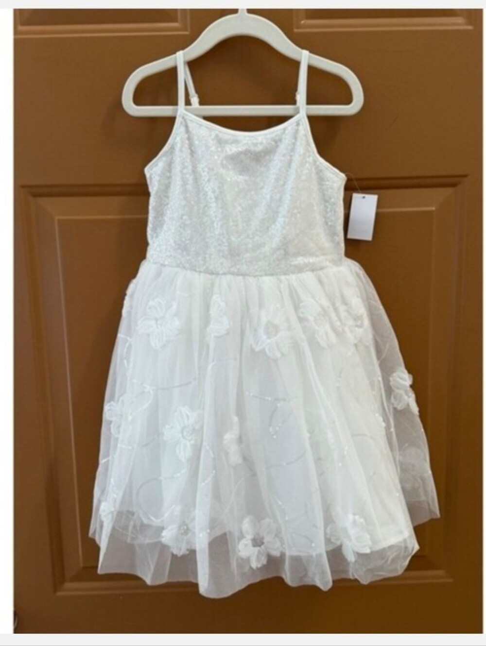 Zenzi Girls White Flower Tutu Dress Sequined Top Size S 6-7